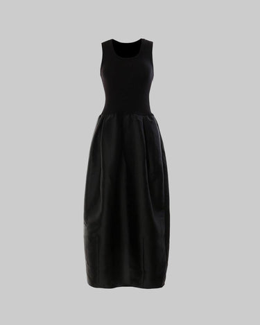 Black Knitted High Elastic Vest Stitching Hem Girl Dress